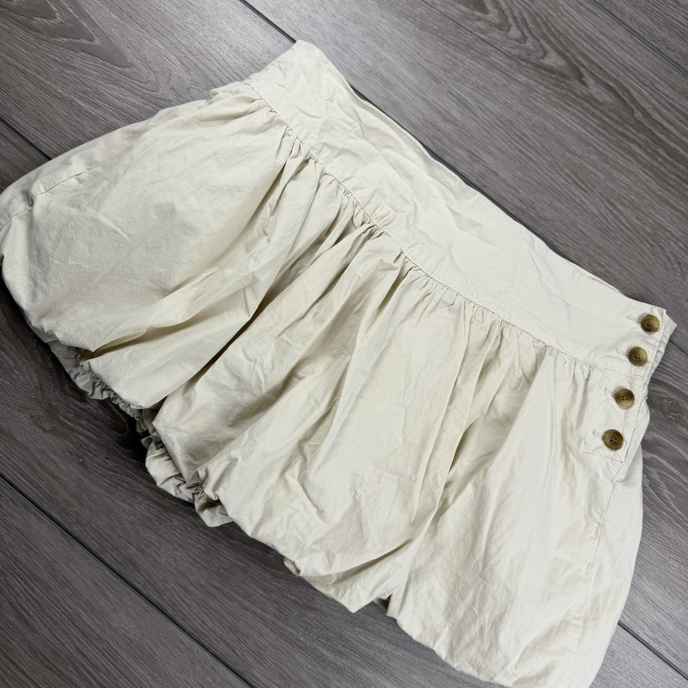 American Eagle Women's Mini Bubble Skirt Button Side Cream Size 12